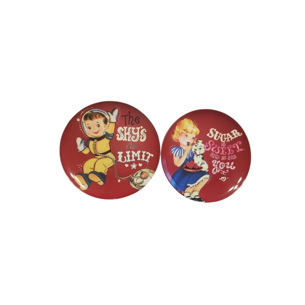 Pottery Barn Kids 2 Valentines Day melamine plates vintage look